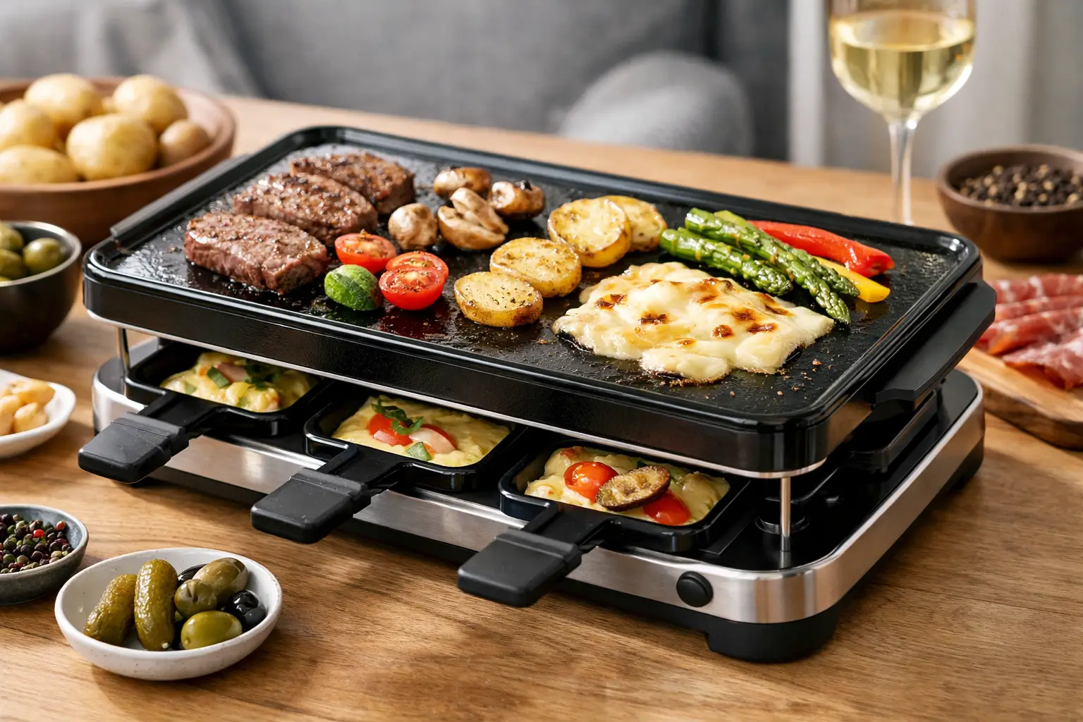 Raclette Grill Test: Emaille-Platte im Check