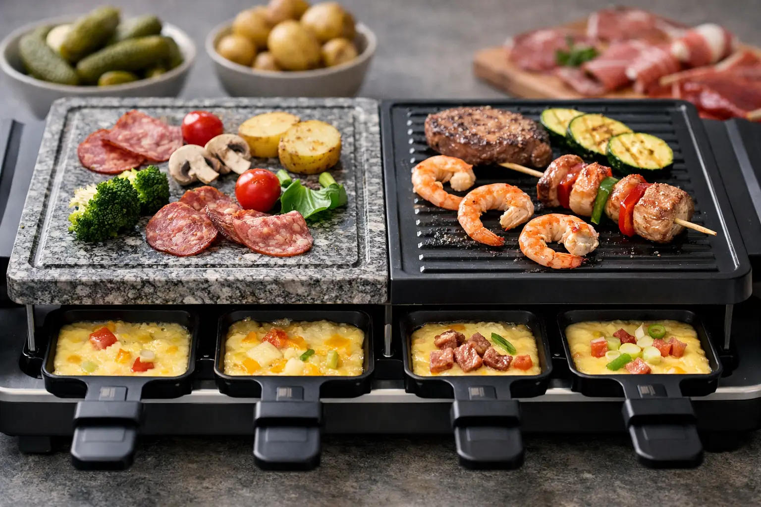 Raclette mit Naturstein oder Grillplatte?